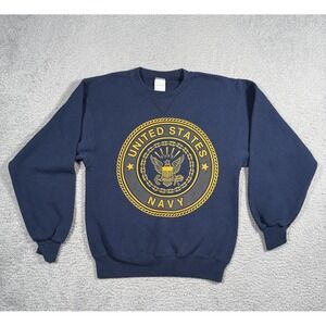 Vintage 90s M.J. Soffe US‎ Navy Crewneck Pullover Adult Small Blue Sweater USA